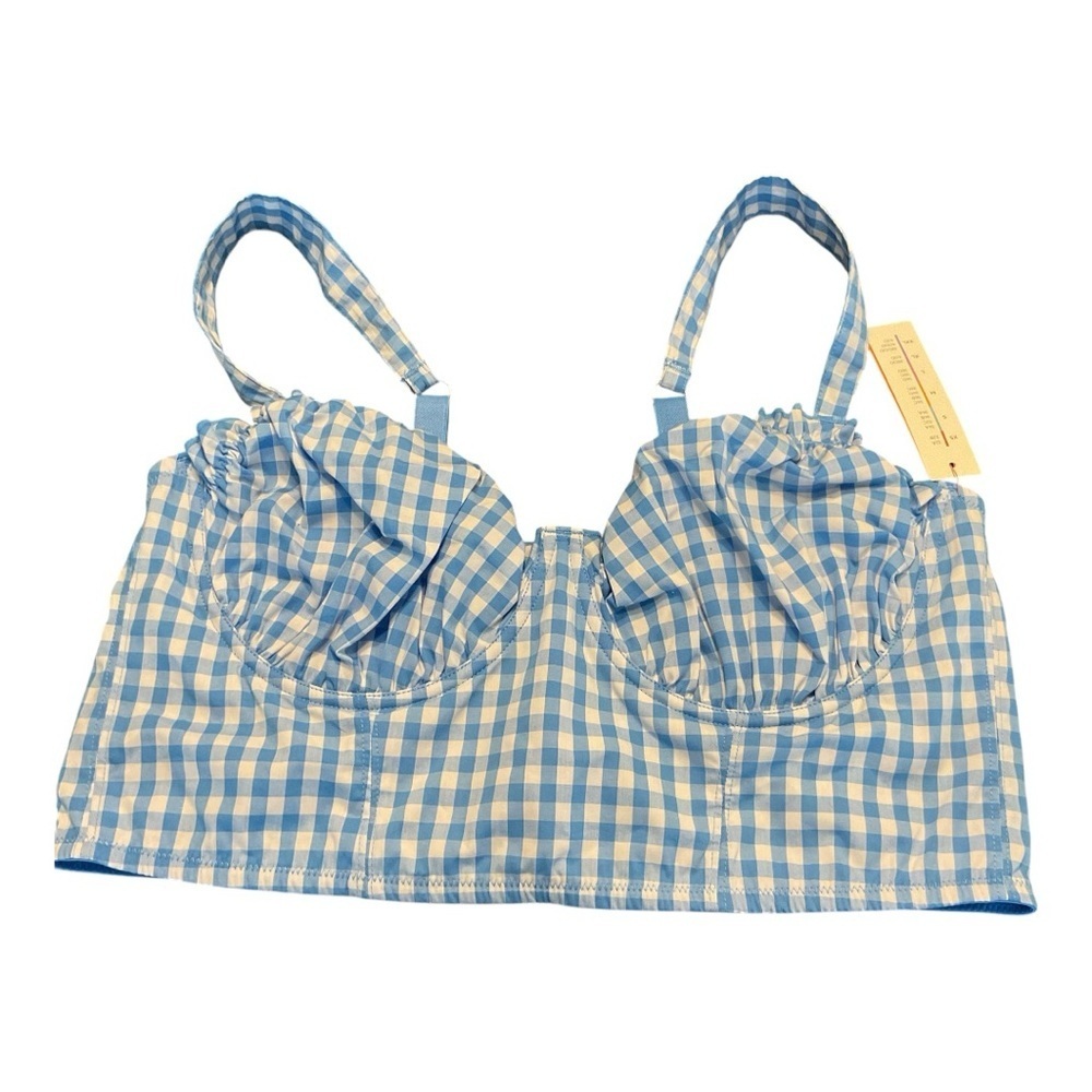NWT Colsie Blue Gingham Bralette XL